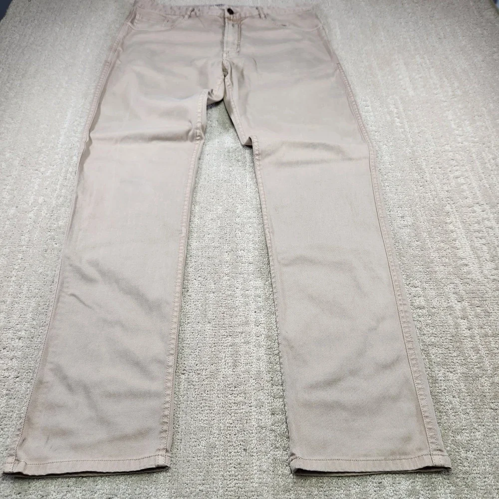 Faherty Pants Men 35x34 Stretch Chino 5 Pocket Twill Beige City Slim Straight